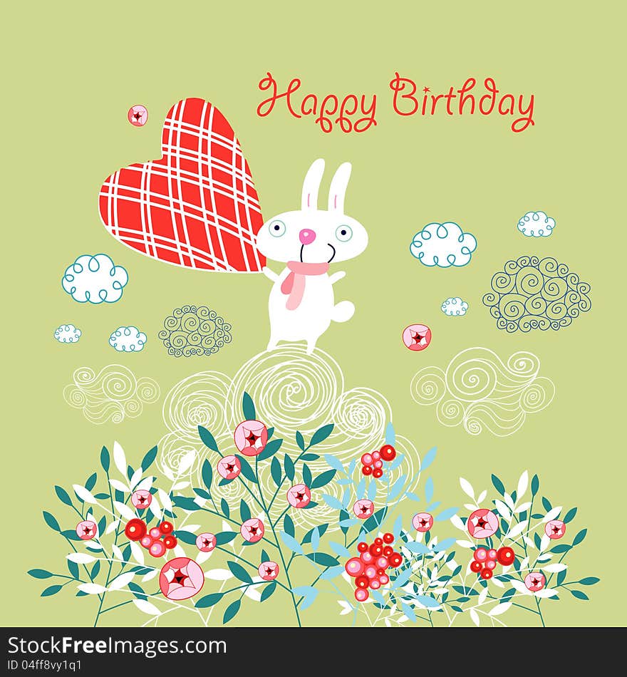 Greeting card with a bunny