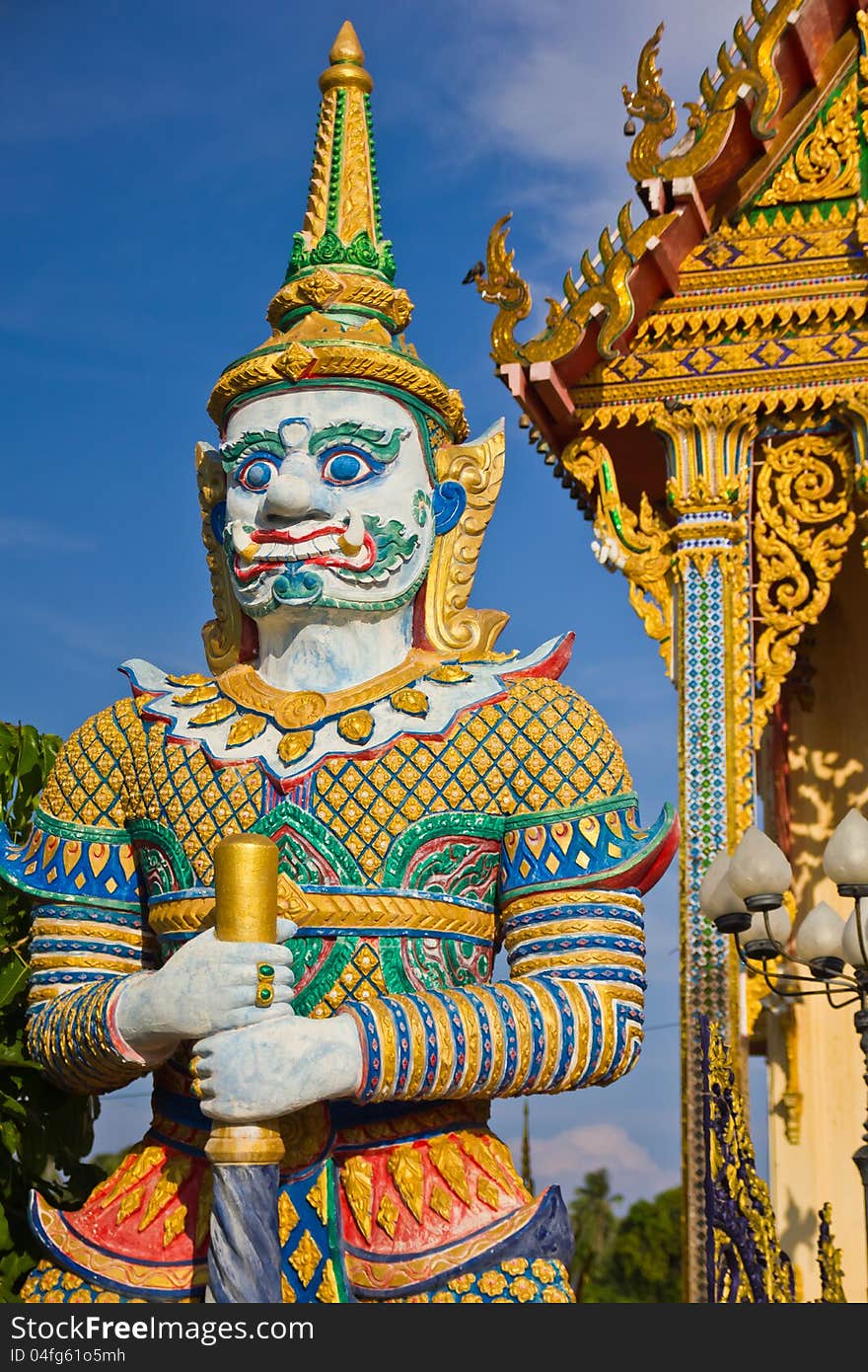 A colorful legend giant statue in the temple