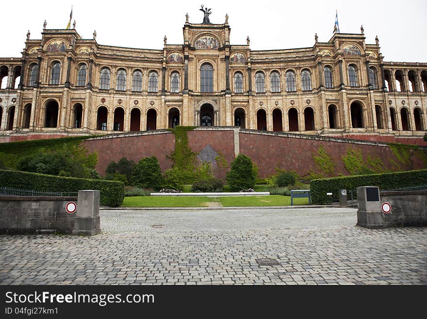 Large, gold painted mansion in Munich, Germany