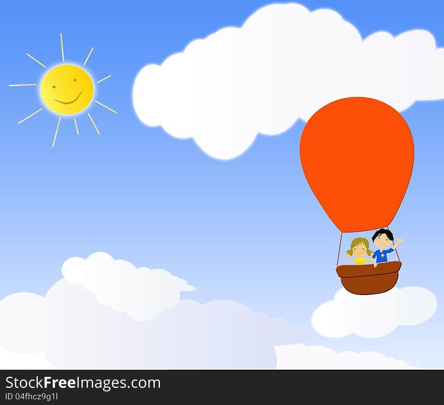 Children in a hot air balloon