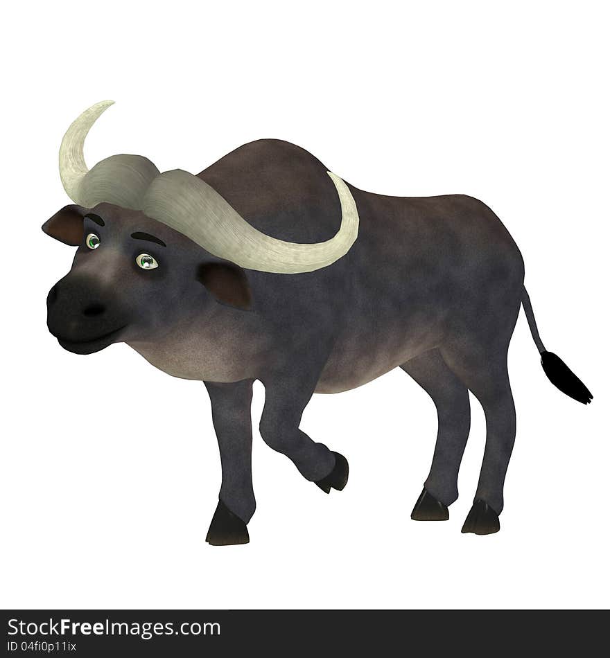 Illustration of a happy buffalo isolated on a white background