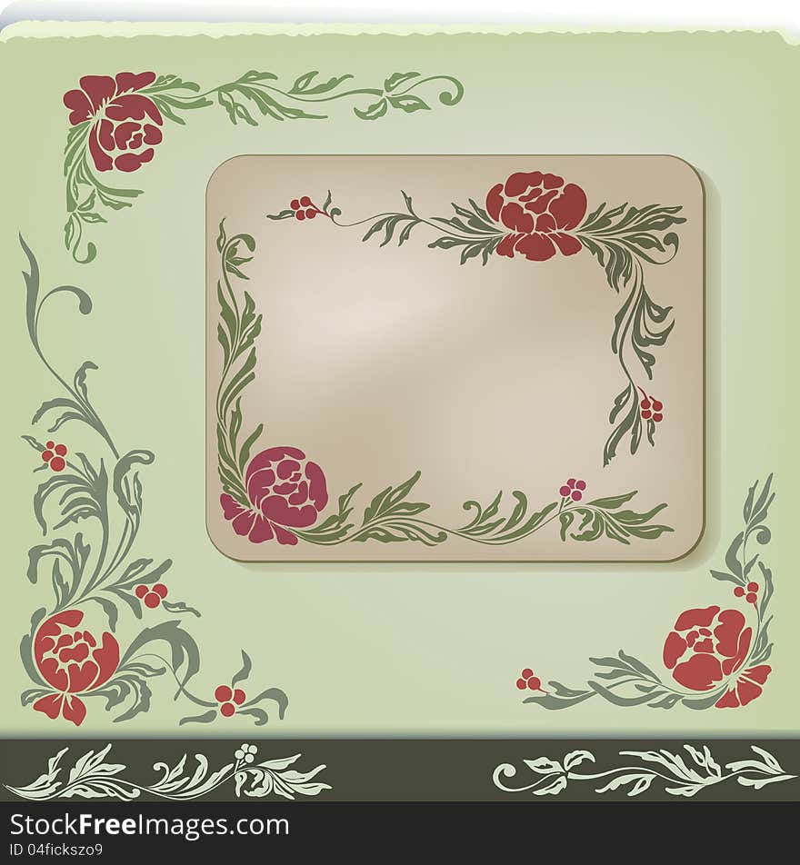 Vintage floral corner decoration design set