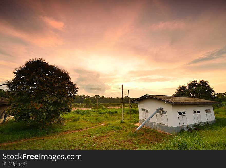 Landscape of an old farmhouse