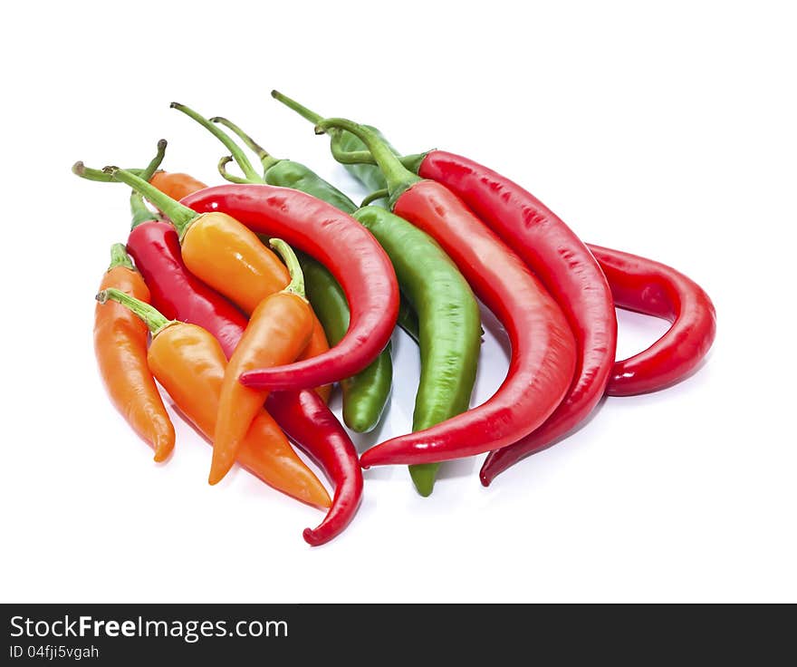 Colorful chilli on white background. Colorful chilli on white background