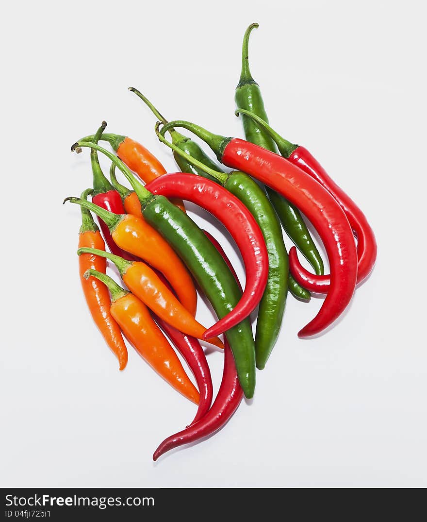 Colorful thai chilli on white background