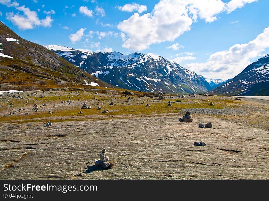 Beautiful mountain pass in Norway near Troll road