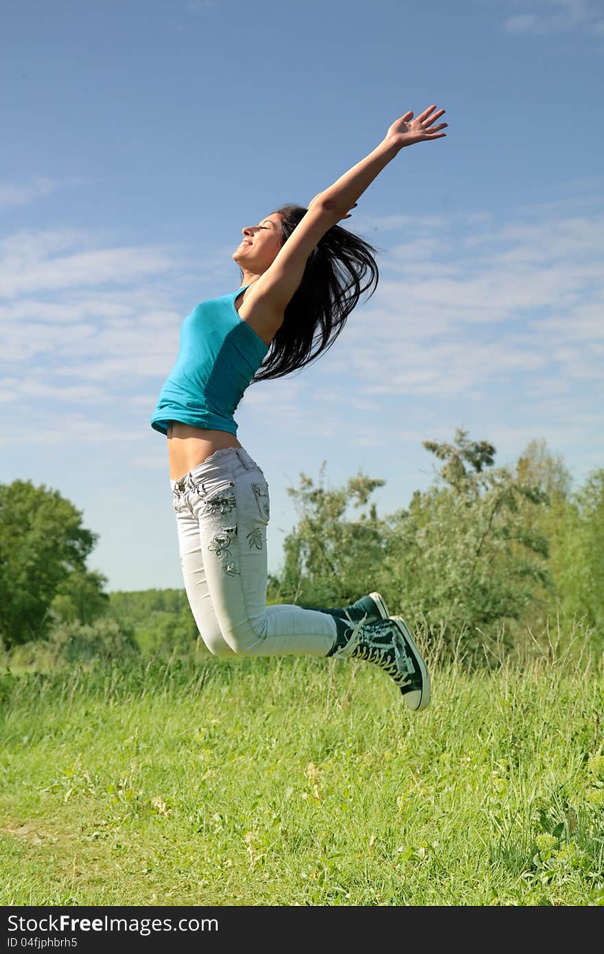 Young woman in a beautiful jump