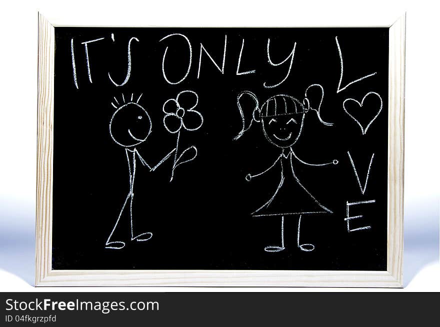 Love expressed by a note on a  blackboard. Love expressed by a note on a  blackboard.