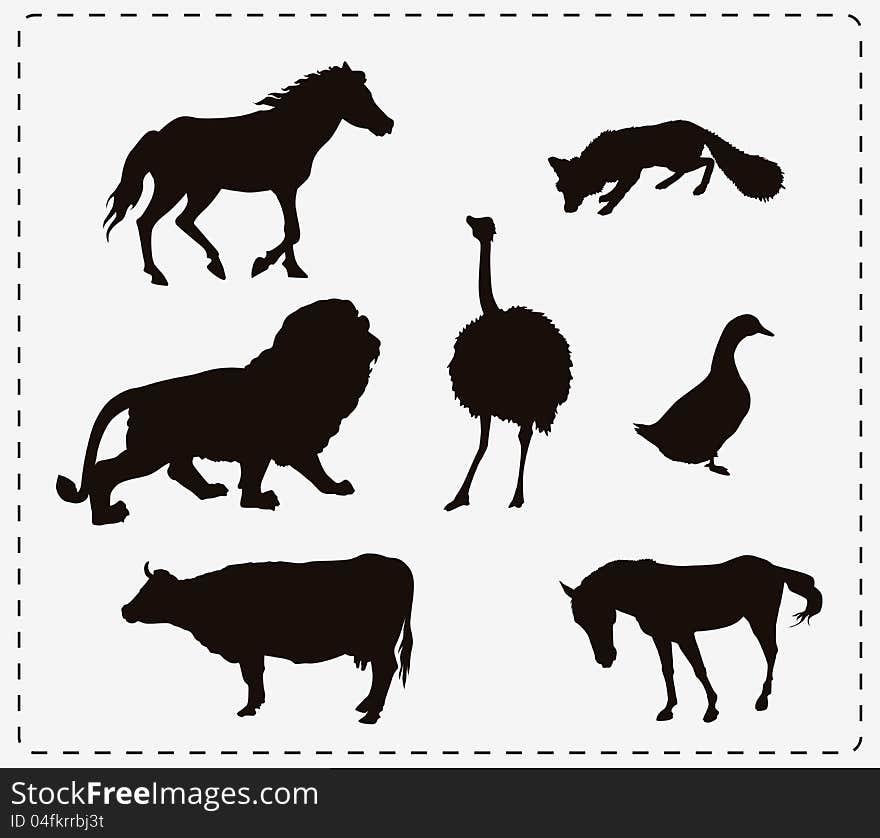 Set of seven animals