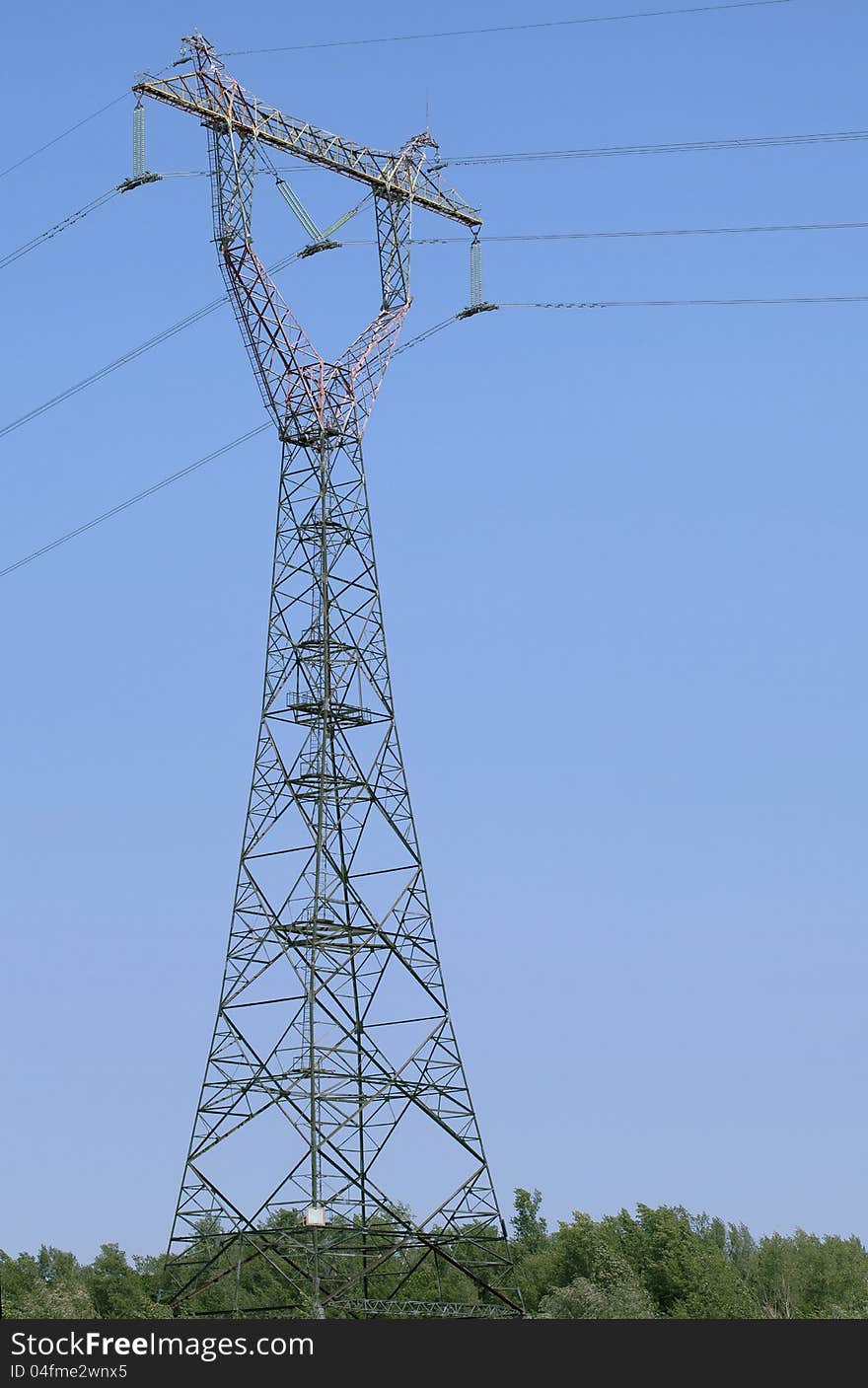 Power transmission tower, view from below. Power transmission tower, view from below