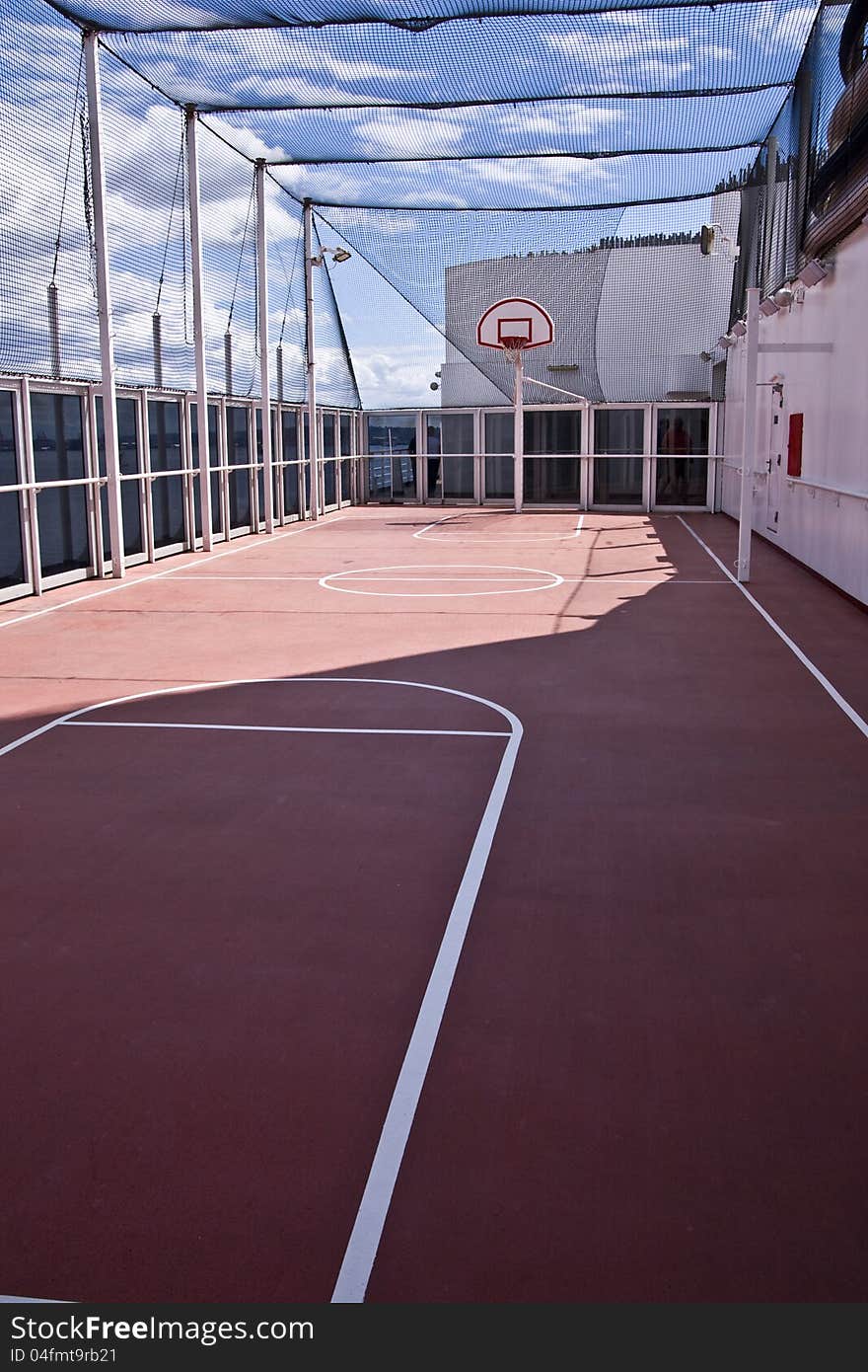 Basketball court on board a cruise liner or ship. Basketball court on board a cruise liner or ship