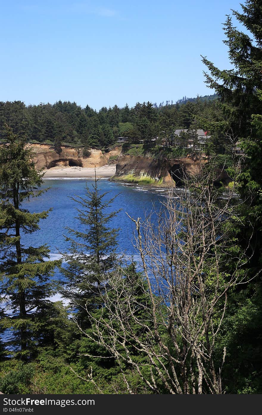 Old World War II bunkers were built on this beach on the Oregon coast that look like sea caves.