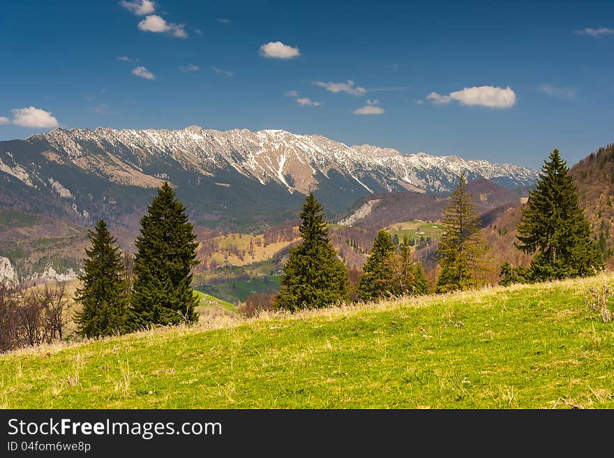 Landscape with mountains in the summer