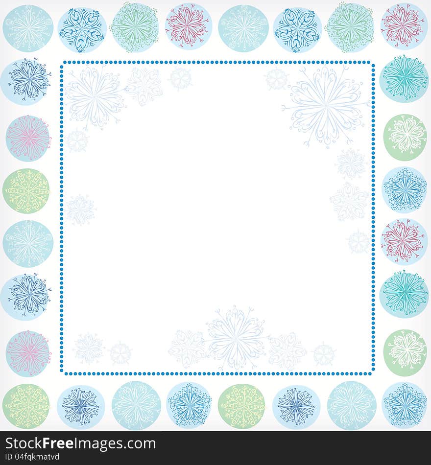 Winter vector border with snowflakes and place for text. Winter vector border with snowflakes and place for text