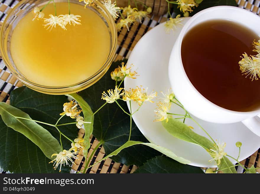 Cup of tea from the flowers of lime and lime tea. Cup of tea from the flowers of lime and lime tea