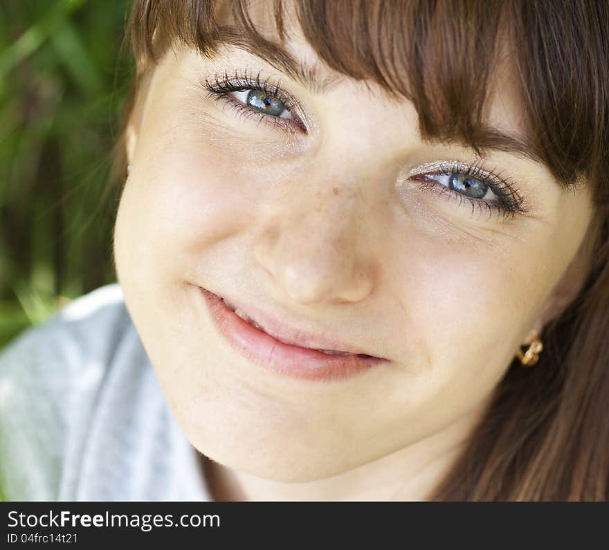 Close up of young funny woman