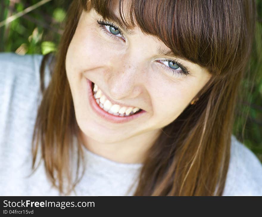 Close up of young funny woman