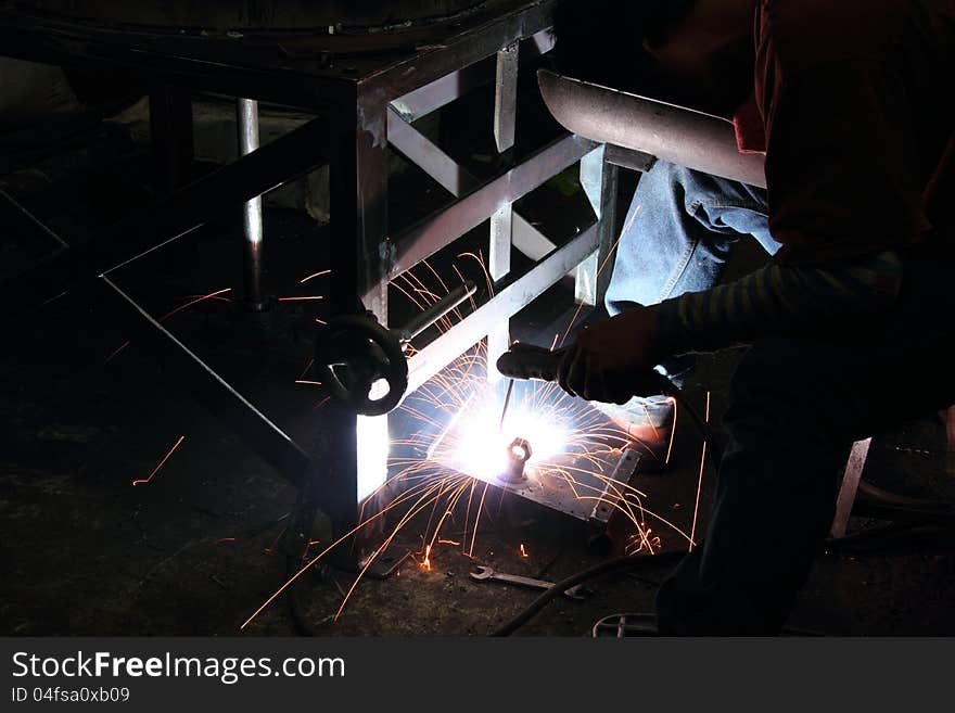 Sparks from welding, working with the heat.