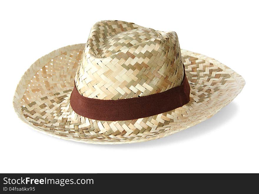 Straw hat on white background.