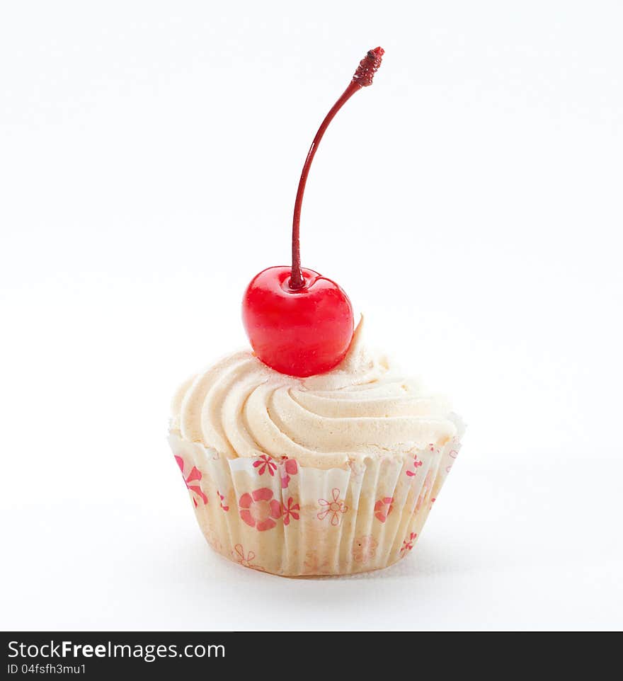 Enjoy your tea time with delicious cherry cupcake