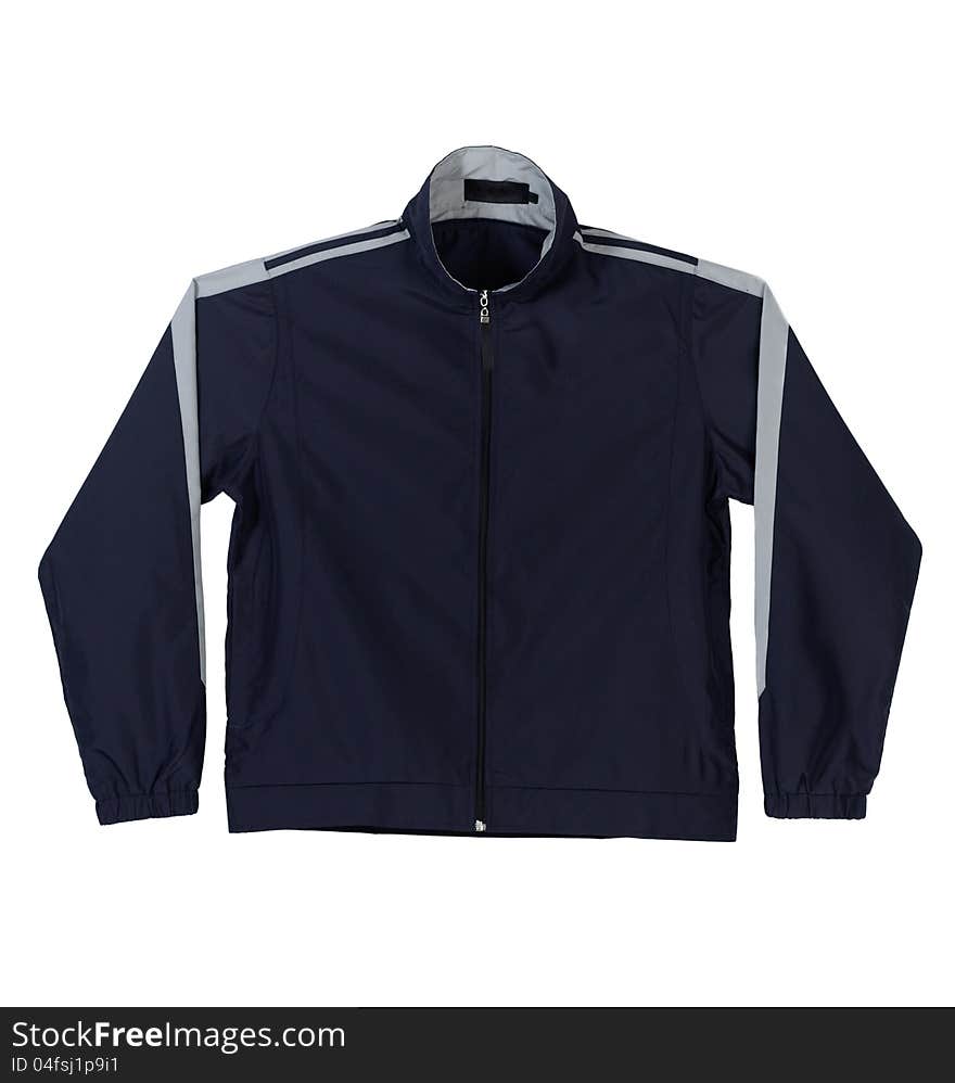 Dark blue sport jacket with blank front for putting text on it