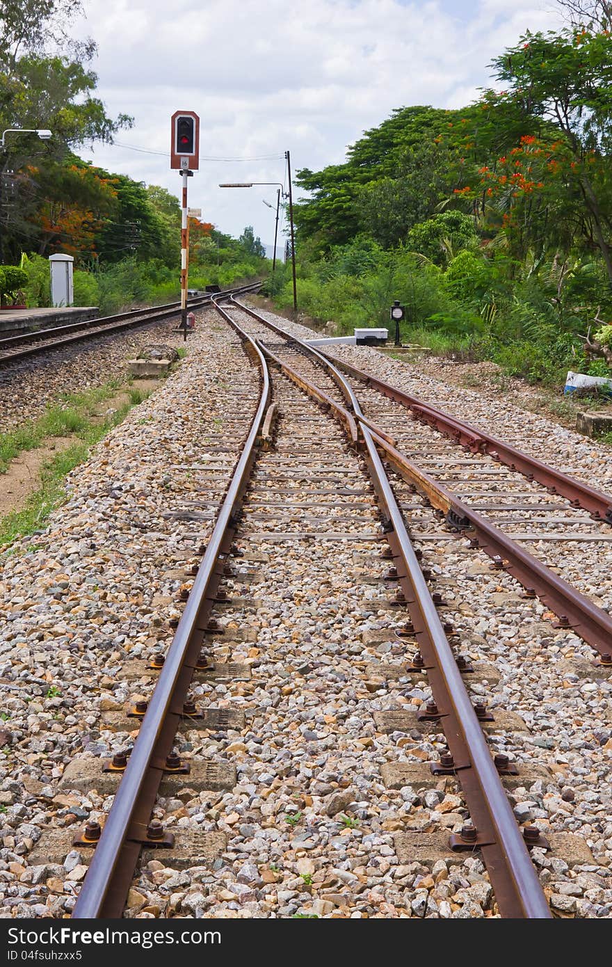 Traffic light on railway track. Traffic light on railway track