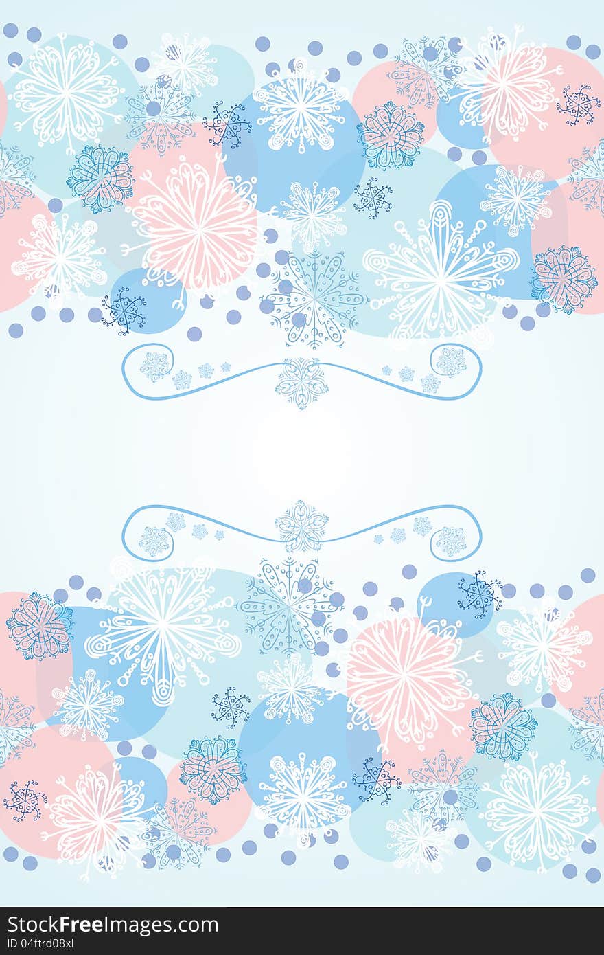 Vector seamless winter background with snowflakes and frame. Vector seamless winter background with snowflakes and frame