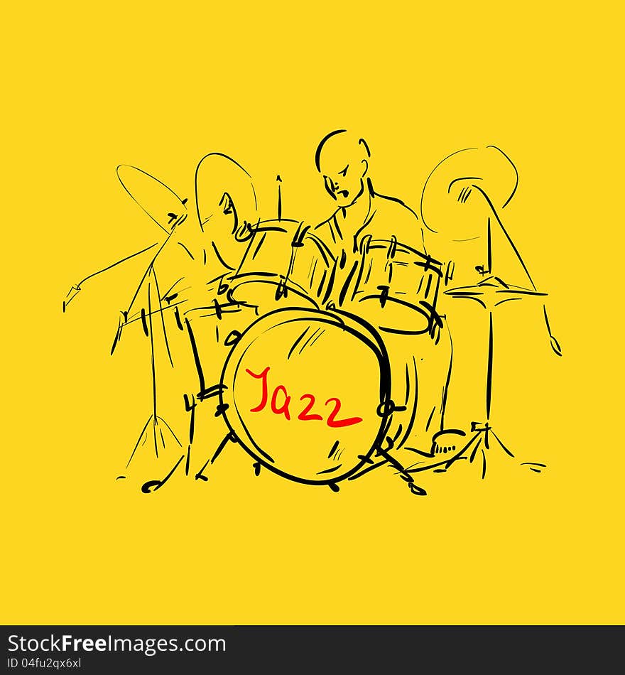 Sketch Drummer. Vector illustration.