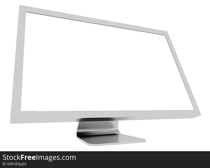 Flat screen LCD monitor, isolated on white