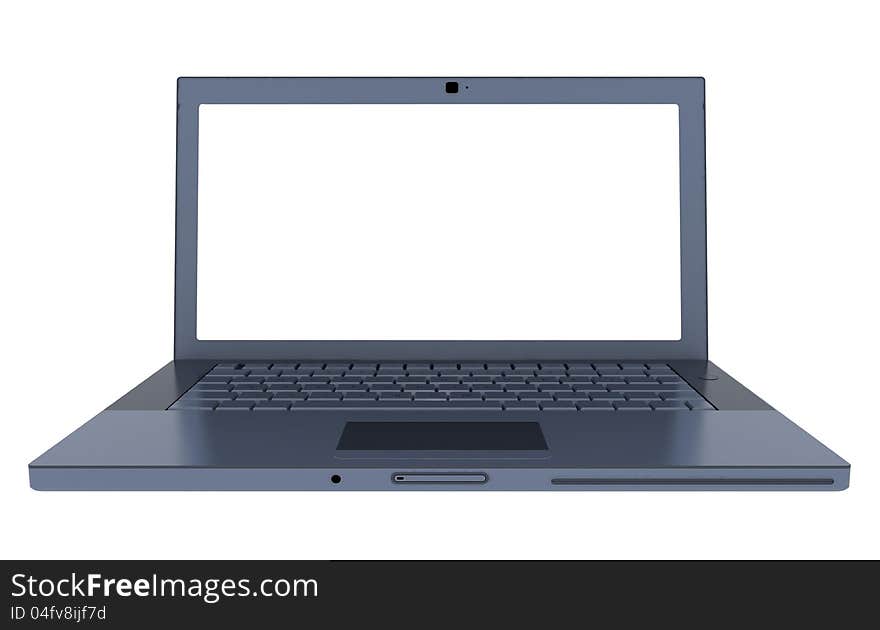 Laptop with white background front pose and perfect light