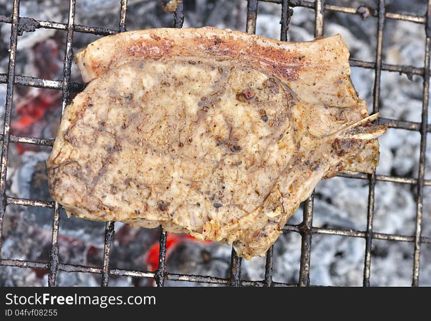 Tasty Grill Kebab On A Charcoal