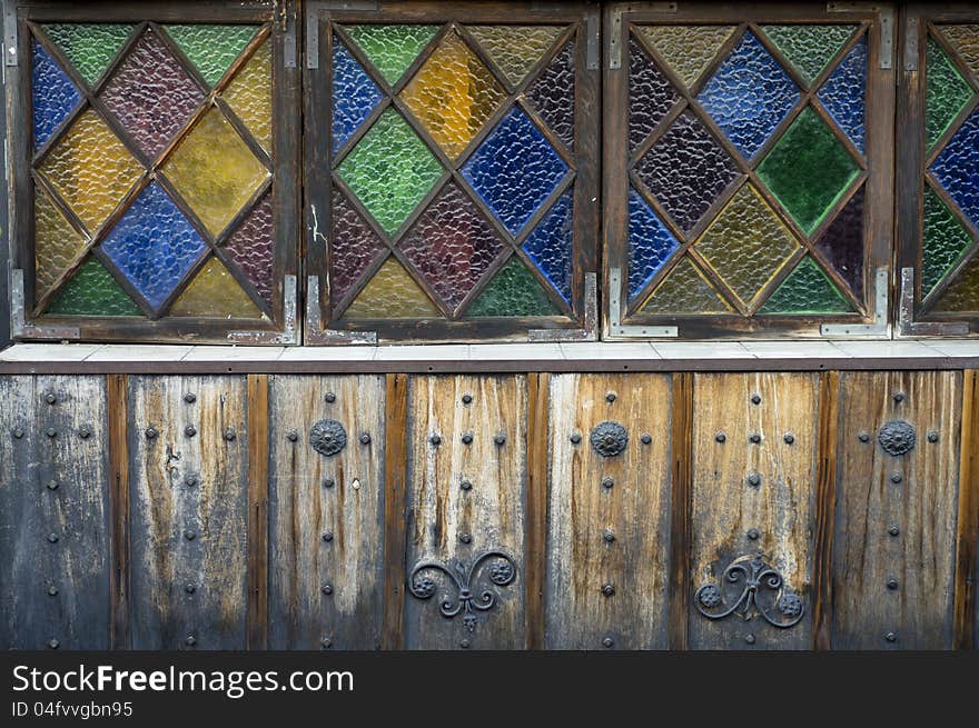 Colored Glass Windows On Old Building