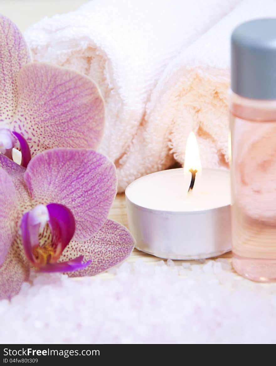 Candle, Towel and Orchid