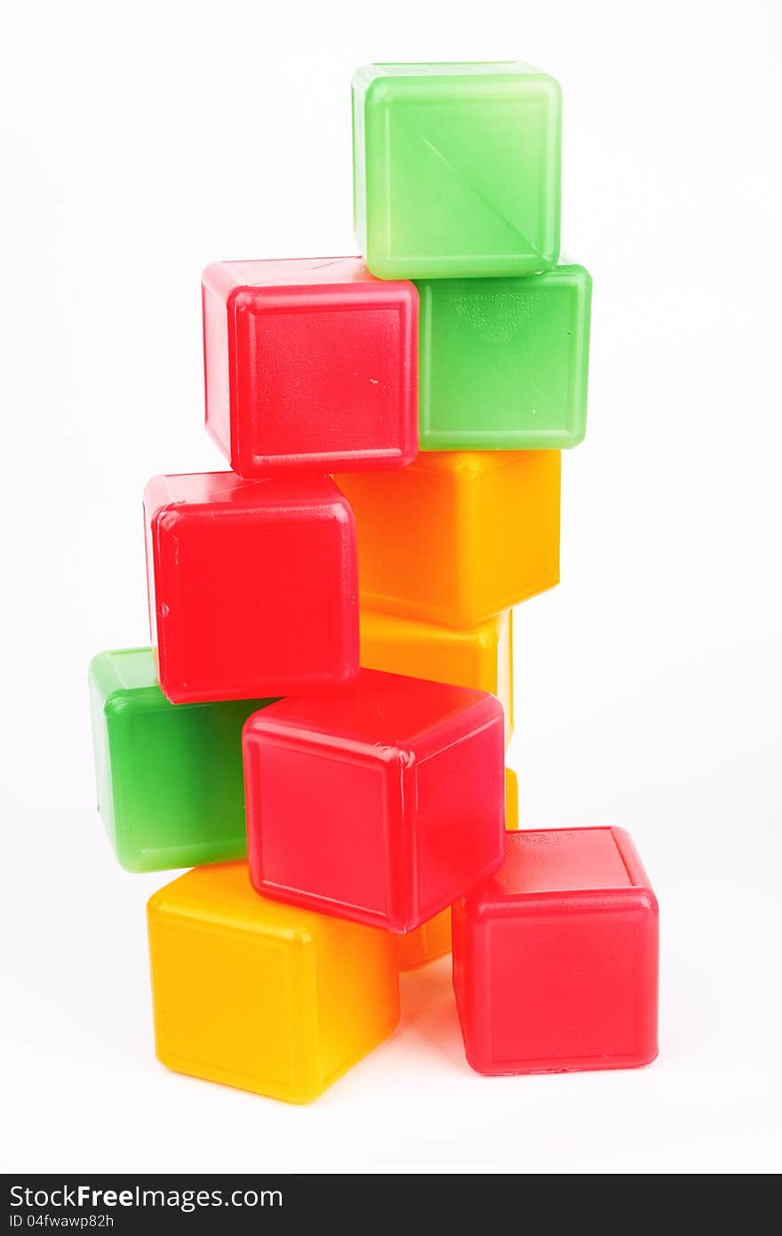 Bright plastic  blocks on a white. Bright plastic  blocks on a white