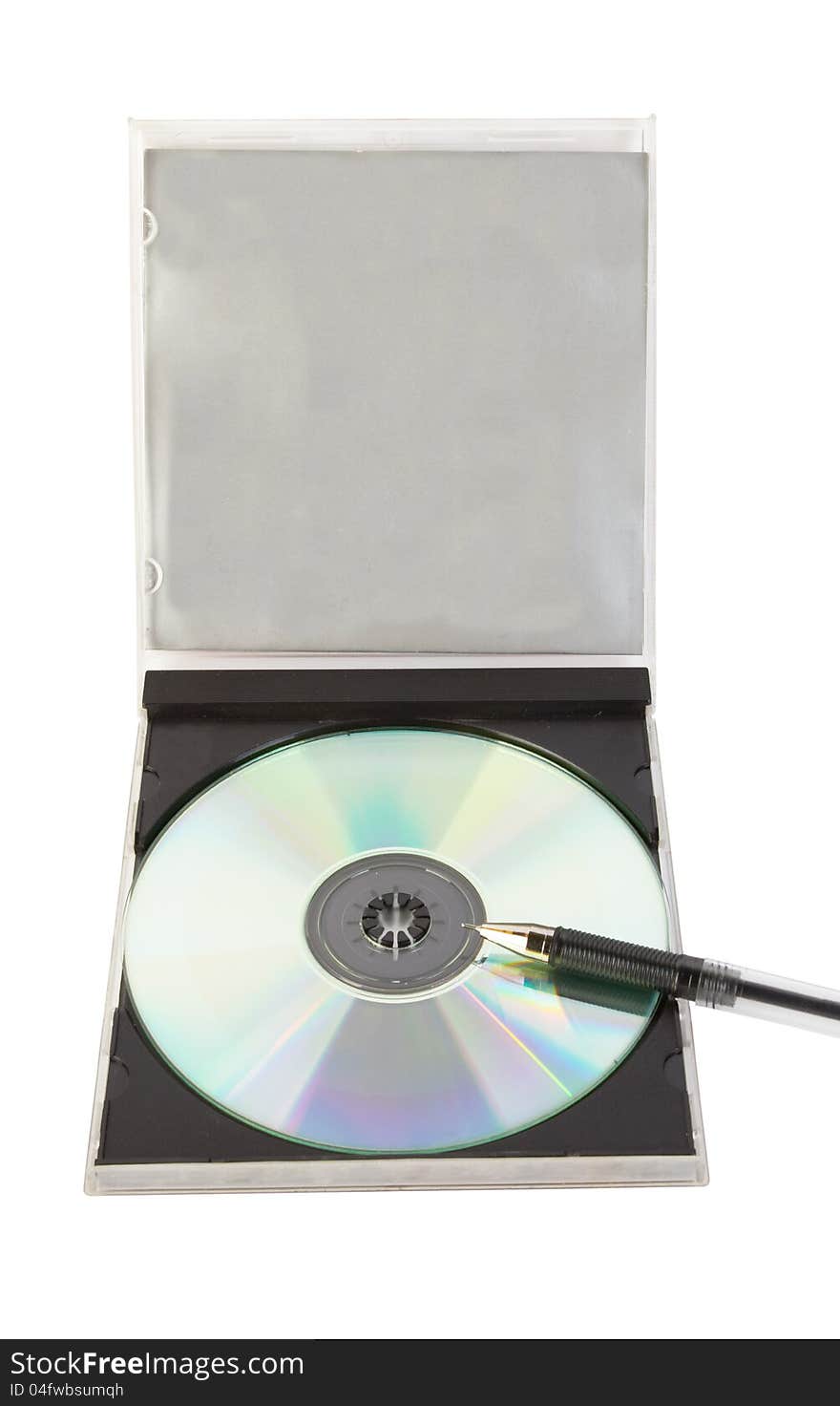 Pen and disk isolated on a white