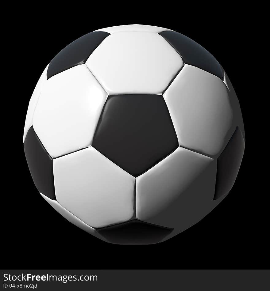 Leather soccer ball isolated on black