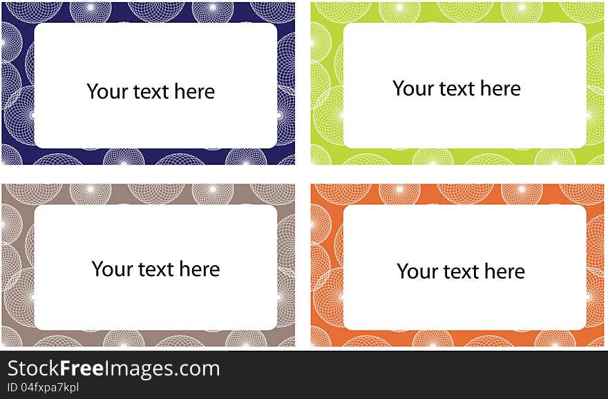 Set of colorful retro business cards with original pattern