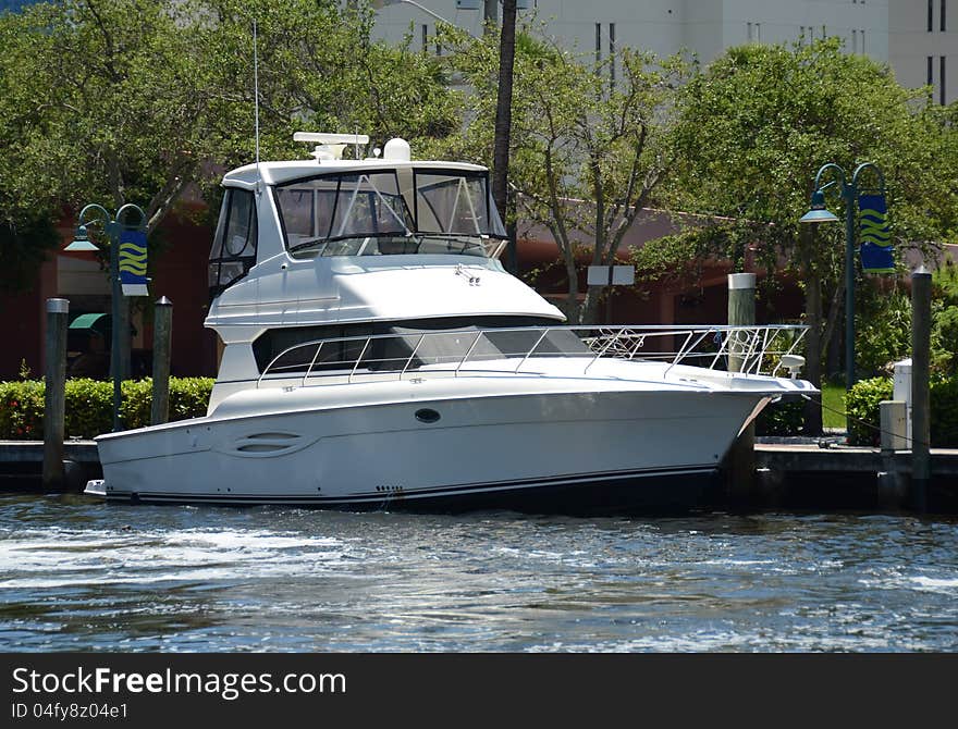 Yacht tied in a dock