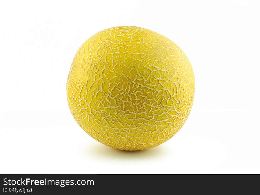 Juicy yellow melon cantaloupe on white background