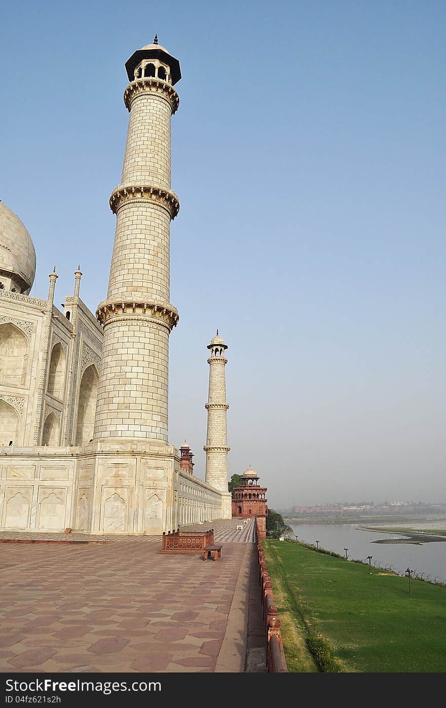 A view of the Tajmahal  along side Yamuna river. A view of the Tajmahal  along side Yamuna river