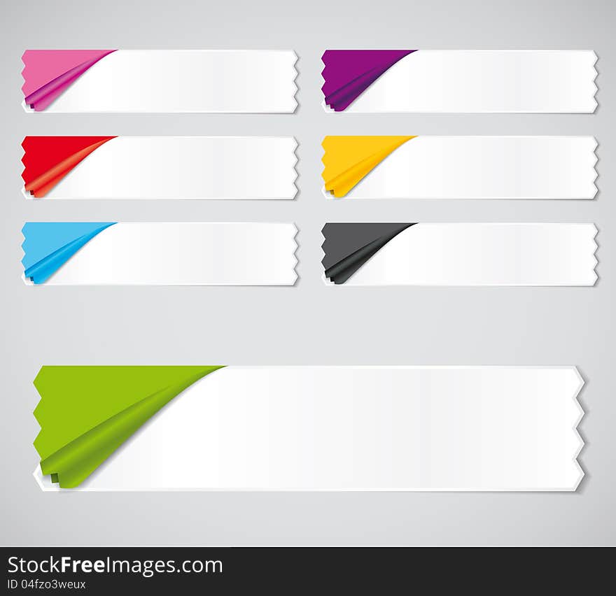 Vector set of colored stickers, ribbons options for different samples