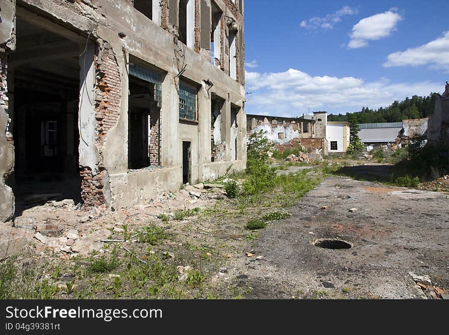 Street with empty houses and strange. Street with empty houses and strange