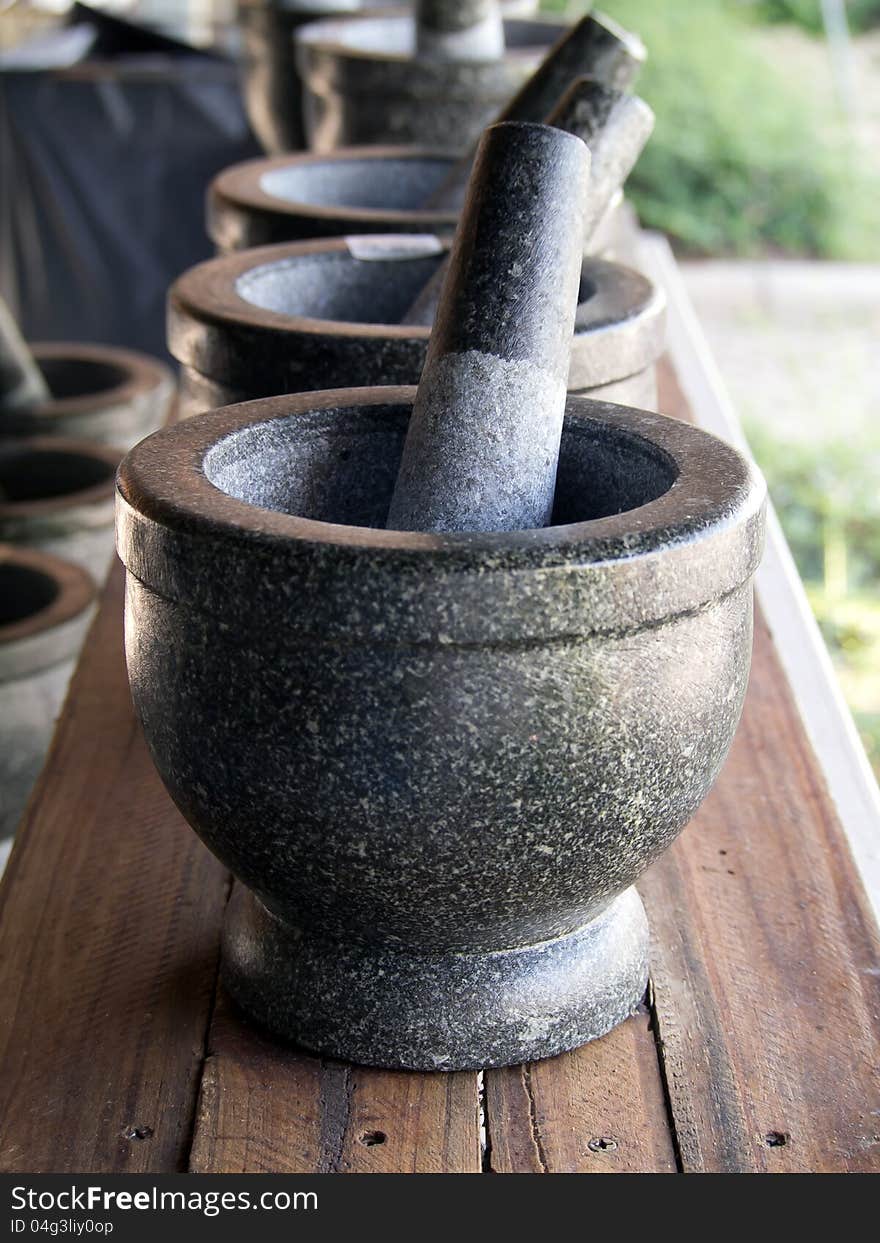 Stone mortar and pestle