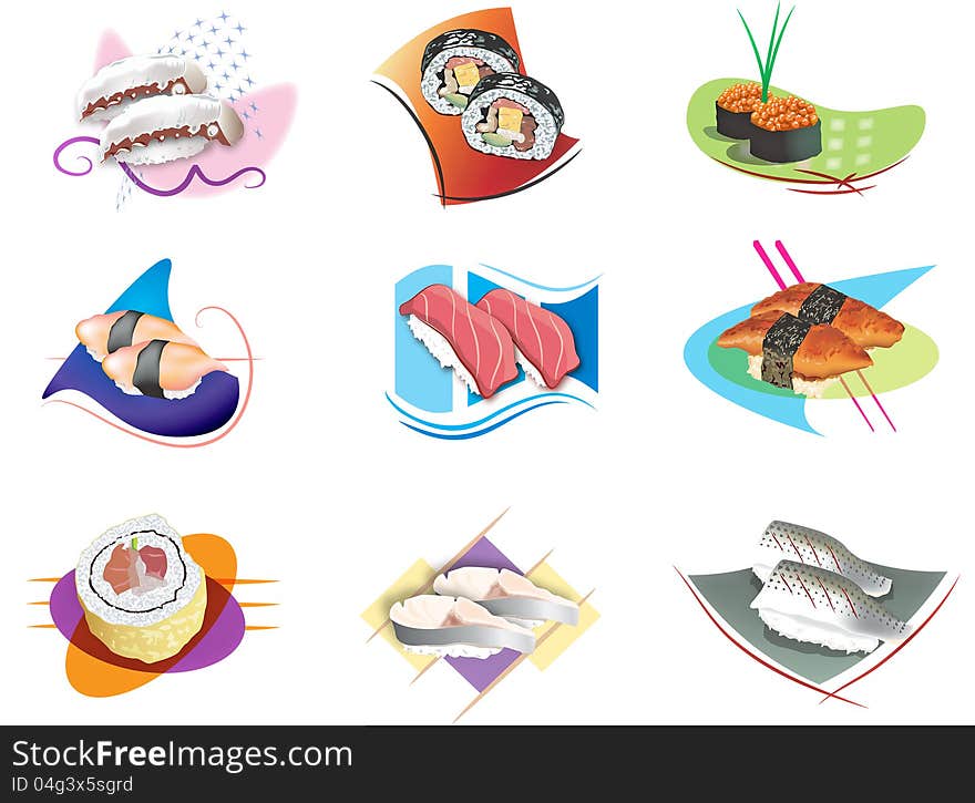 Selection of sushi clip art