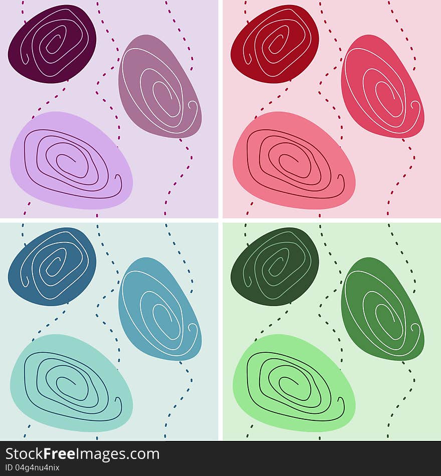 Set of abstract floral seamless background. Set of abstract floral seamless background