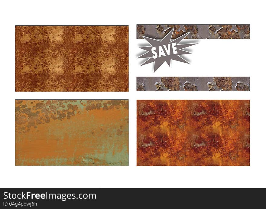 Four Metal Grunge Business Card Template Backgrounds. Save!