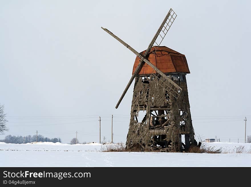 Old flour mill in the field