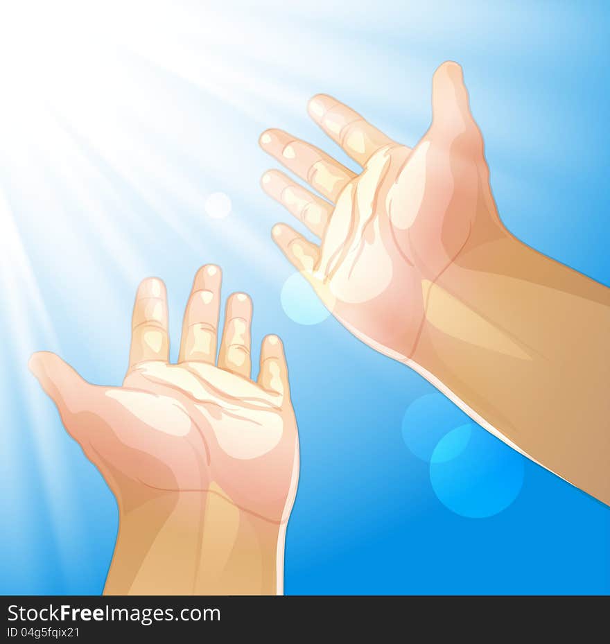 Vector illustration of an outstretched hands. Vector illustration of an outstretched hands