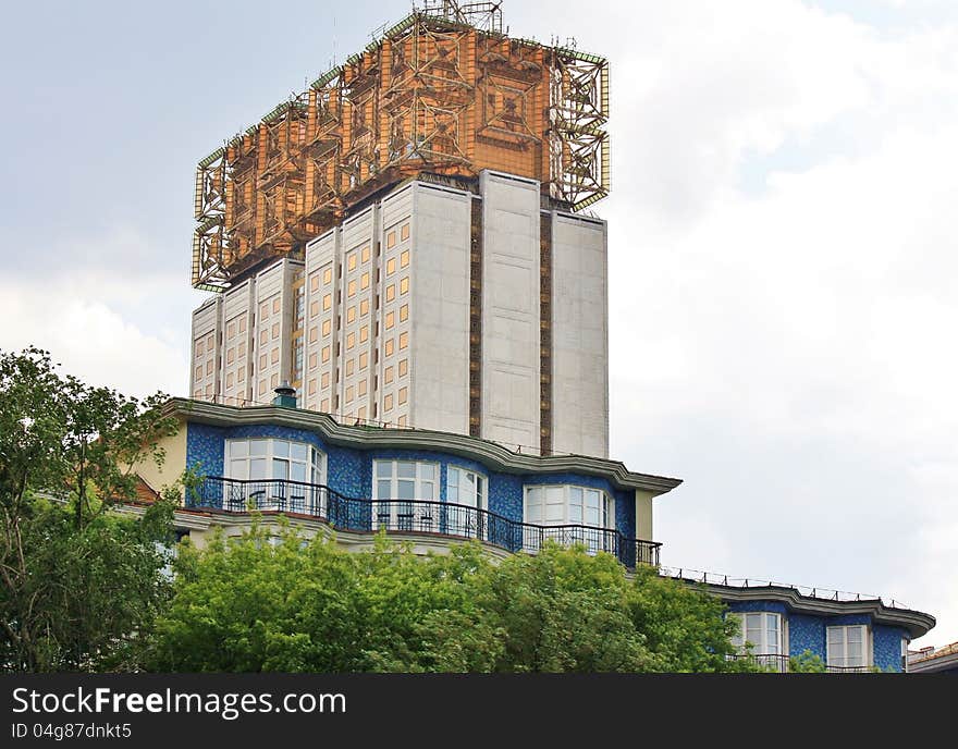 Office building in Moscow.  Here there are offices of several large industrial companies. Office building in Moscow.  Here there are offices of several large industrial companies