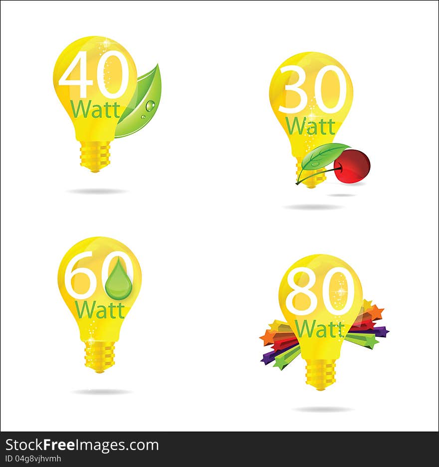 Web nature eco gold bulb  symbols set